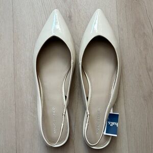 Marc Fisher Cream Patent Pointed Slingback Flats
